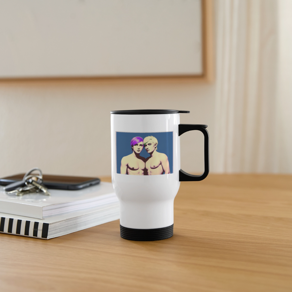 Thermobecher mit Tragegriff, Cool Boys Pop Art Andy - Weiß