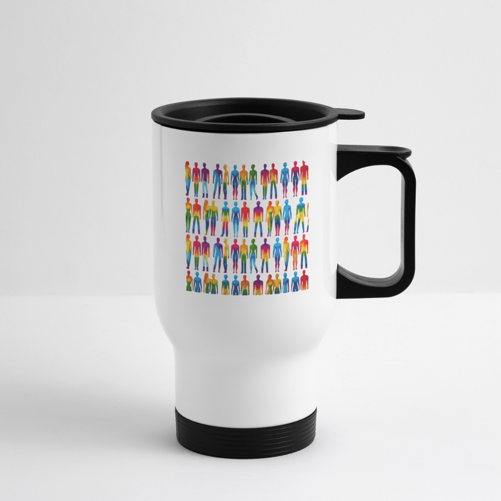 Thermobecher mit Tragegriff, People Rainbow - Weiß
