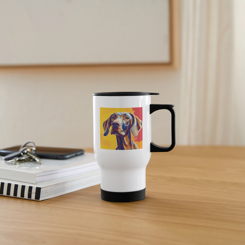 Thermobecher mit Tragegriff, Weimaraner 3 - Weiß