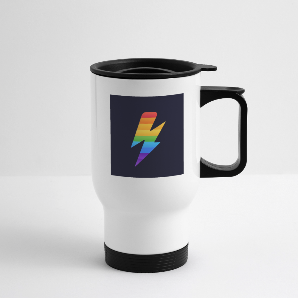 Thermobecher mit Tragegriff, Rainbow Blitz 2 - Weiß