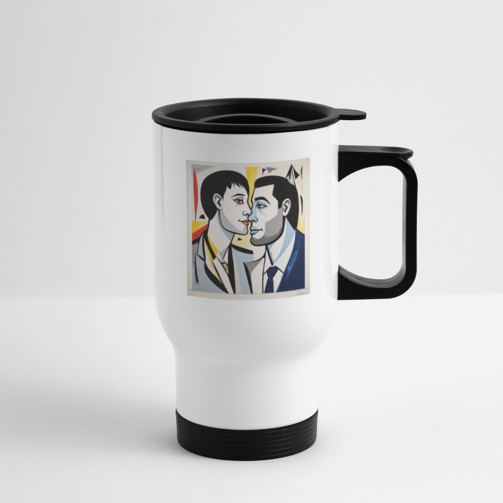 Thermobecher mit Tragegriff, Love Picasso Stil - Weiß