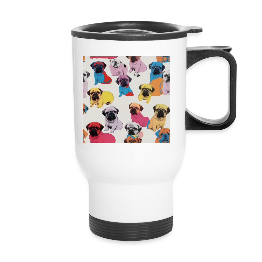 Thermobecher mit Tragegriff, Fliegende Schwänze - Weiß