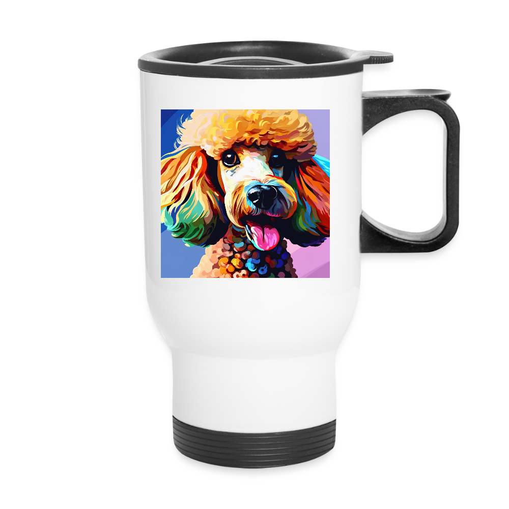 Thermobecher mit Tragegriff, Pudel bunt - Weiß