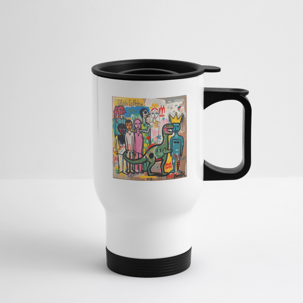 Thermobecher mit Tragegriff, Dino 9 - Weiß