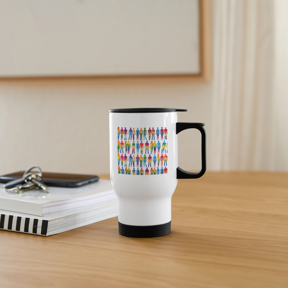 Thermobecher mit Tragegriff, People Rainbow - Weiß