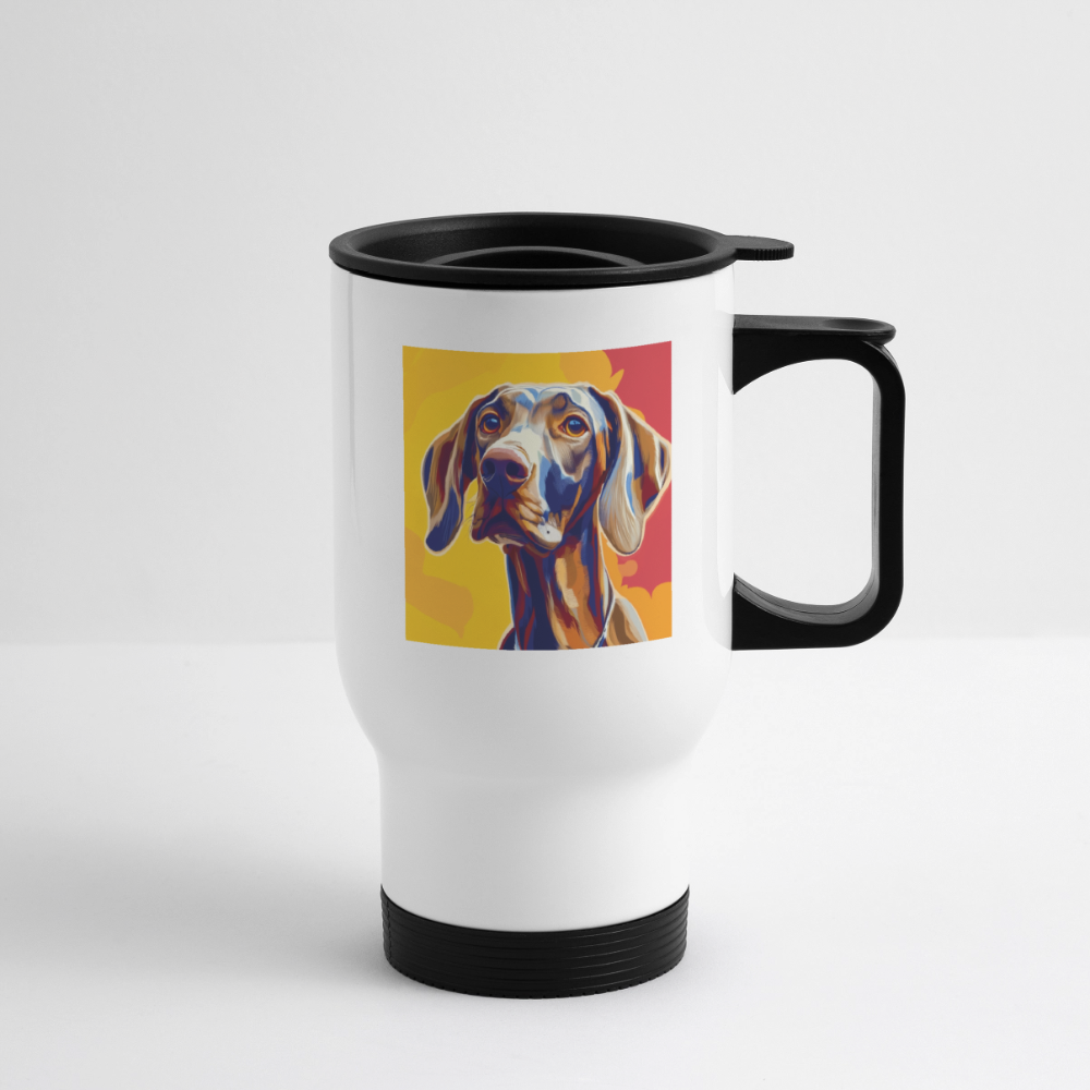 Thermobecher mit Tragegriff, Weimaraner 3 - Weiß