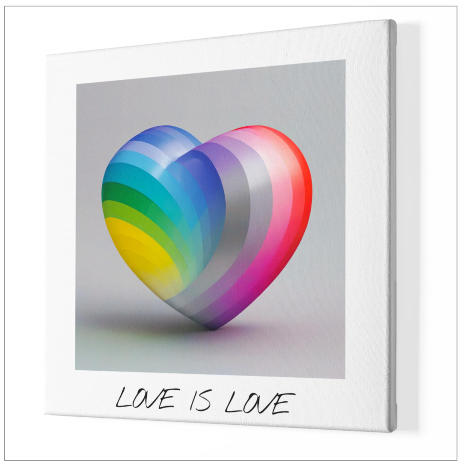 GALERIE SCHÖNE KÜNSTE - LOVE IS LOVE #2 - Bekenne Farbe mit  Rainbow-Kunst - Dein Statement für die queer Community - Fine Art Druck Leinwand auf Keilrahmen - Fertig zum Aufhängen (30x30 cm)