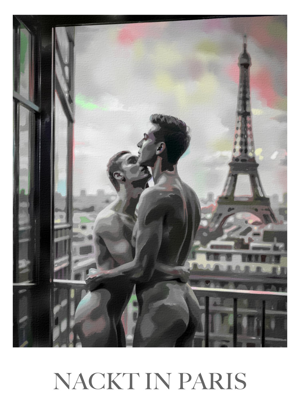 GALERIE SCHÖNE KÜNSTE - Best of Poster #1 - 2 Gay Premium Poster aufregendes Bundle Top-Preis - Schwule Paare in Paris und nostalgisch am Strand in Sitges - Jedes Poster ohne Rahmen 50x70 cm