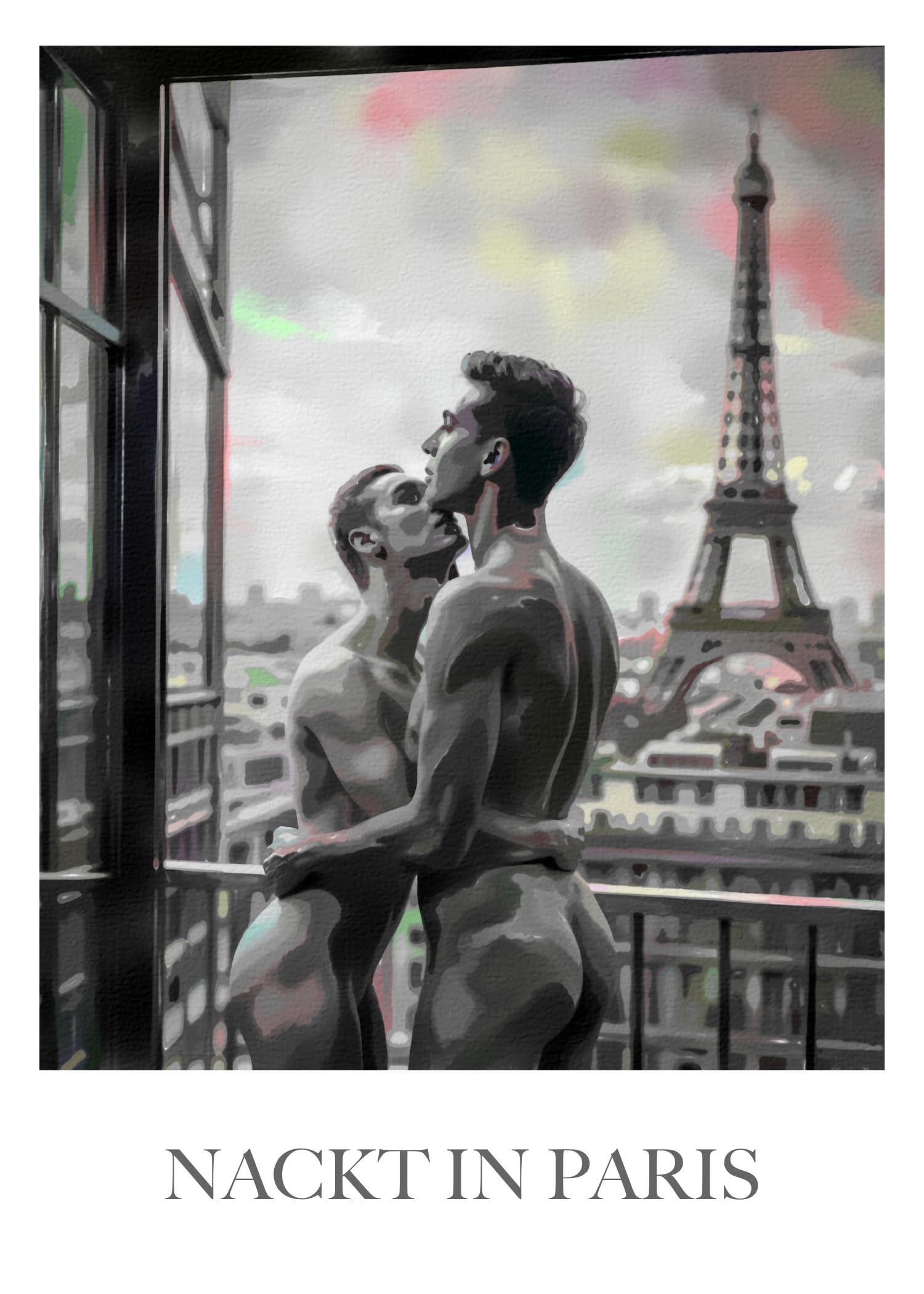 GALERIE SCHÖNE KÜNSTE - Best of Poster #1 - 2 Gay Premium Poster aufregendes Bundle Top-Preis - Schwule Paare in Paris und nostalgisch am Strand in Sitges - Jedes Poster ohne Rahmen 50x70 cm
